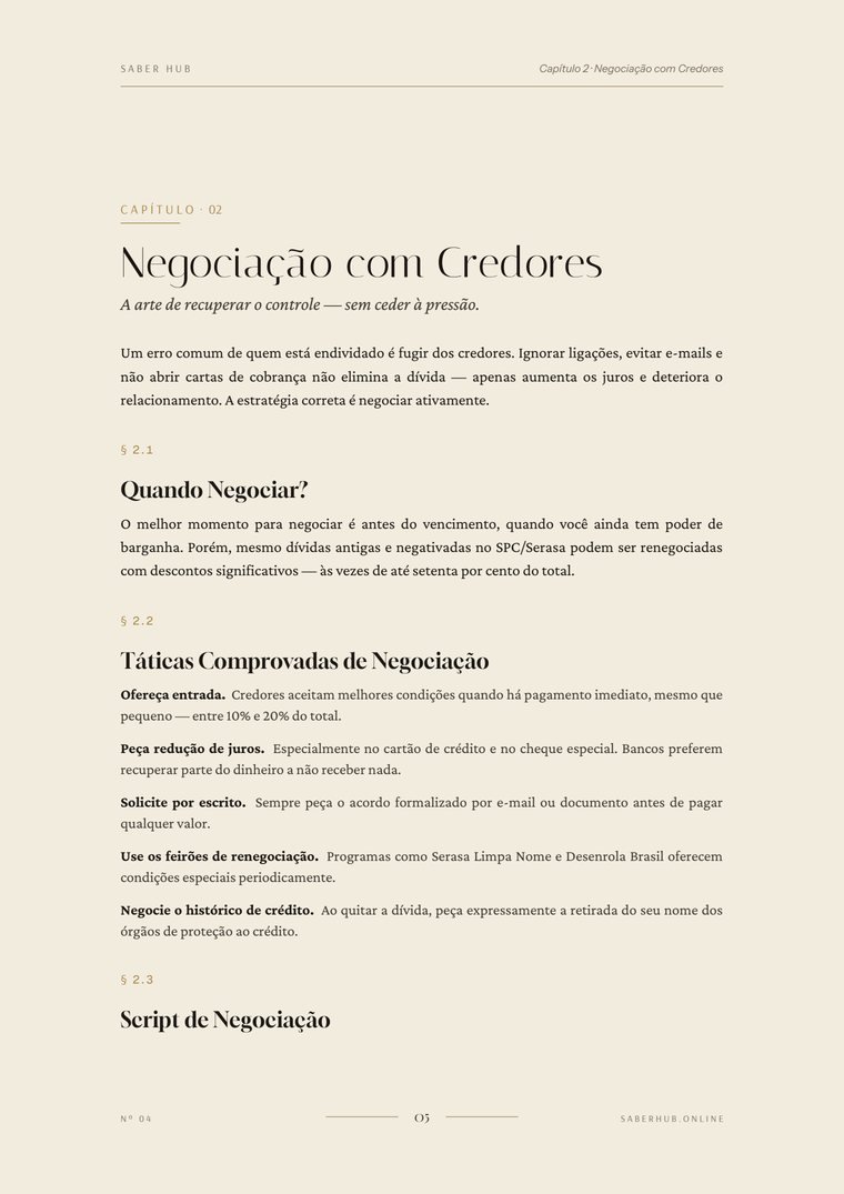 Capítulo 2: negociação com credores